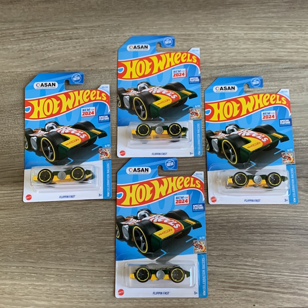 4 Hot Wheels Flippin Fast Fidget Spinner Race Cars Hotwheels Racer ASAN 2024 New